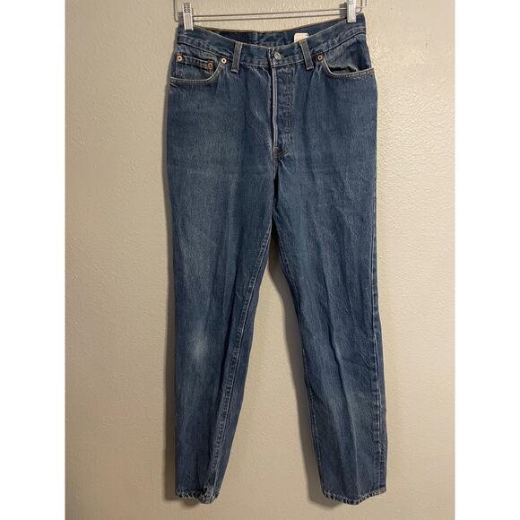 Vintage Levis 501 Jeans Juniors 13 Denim Button Fly High Rise Tapered Leg 90s - Picture 2 of 9